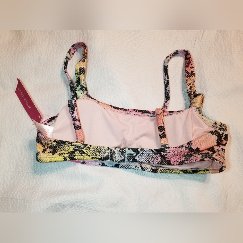 NWT MULTI COLOR REPTILE PRINT PADDED ADJUSTABLE STRAPS  xs 00 - Picture 2 of 3